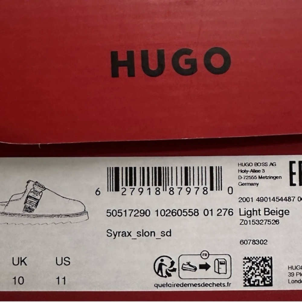 HUGO Syrax Slon Suede Mules Size 11 Light Beige .R14 - Picture 8 of 8